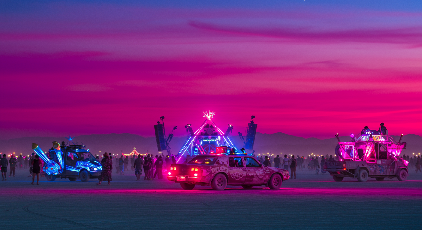 Burning Man — Black Rock Desert at sunset